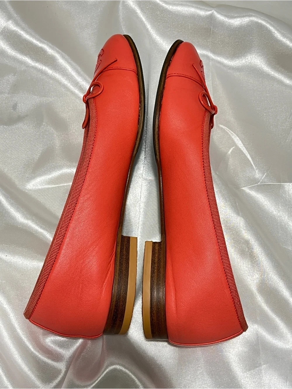 Chanel pink Red Leather Ballet Flats - Classic CC Bow